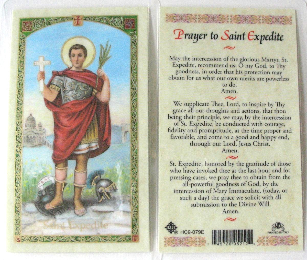Expidise Laminated - St. Expedite - Prayer to – Lumen Christi Books & Gifts