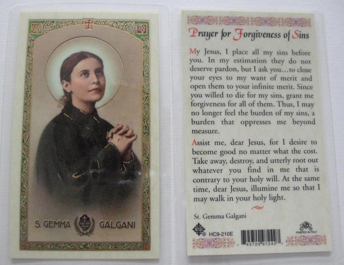 Laminated - St. Gemma Galgani - Prayer for Forgiveness of Sins