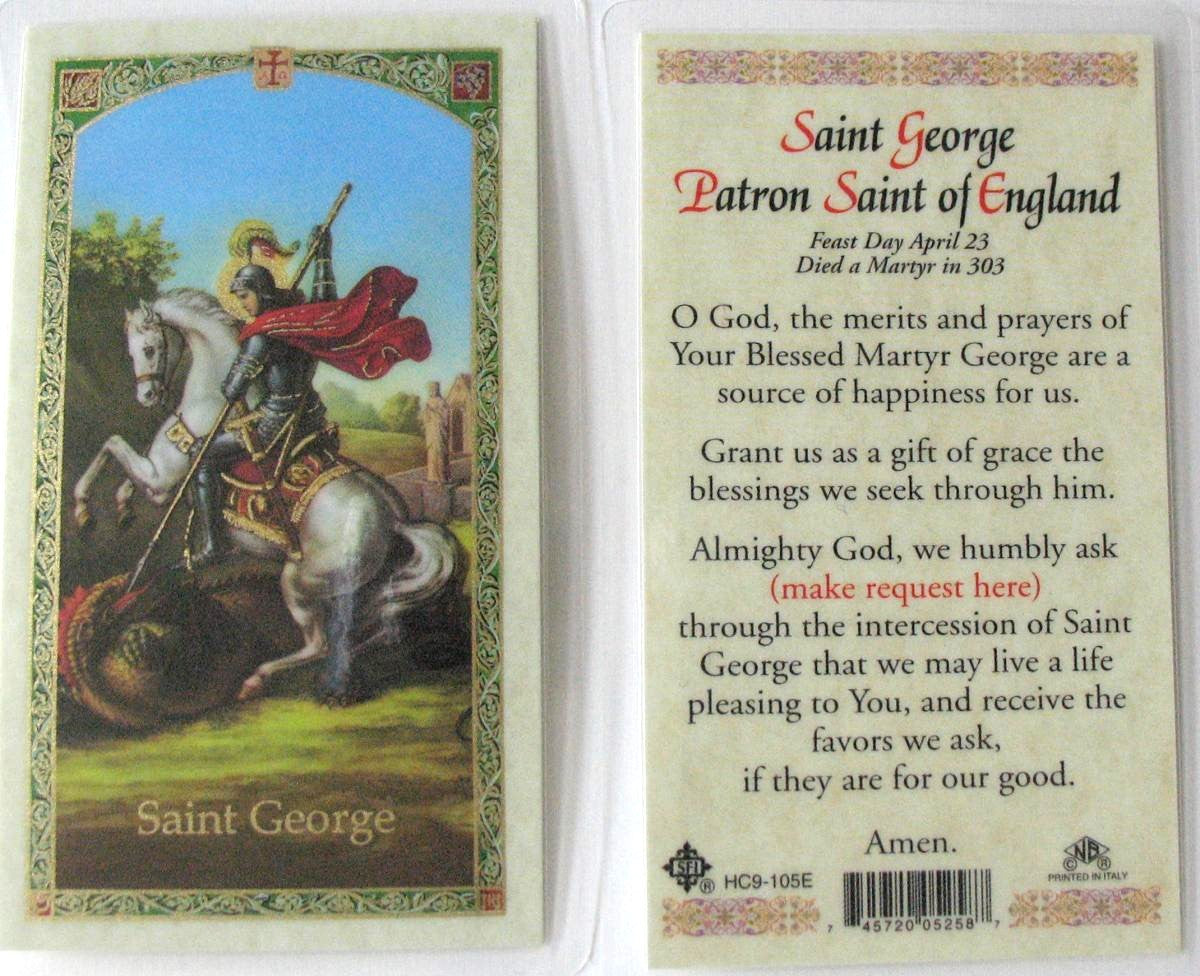 Laminated - St. George - Patron Saint of England