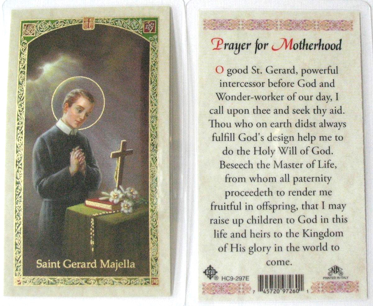 Laminated - St. Gerard Majella - Prayer for Motherhood