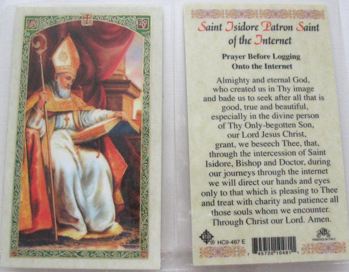 Laminated - St. Isidore - Prayer before Internet Browsing