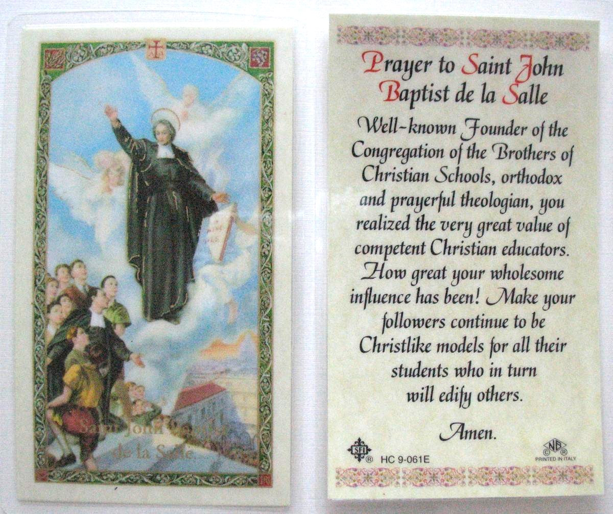 Laminated - St. John Baptist  de la Salle - Prayer to