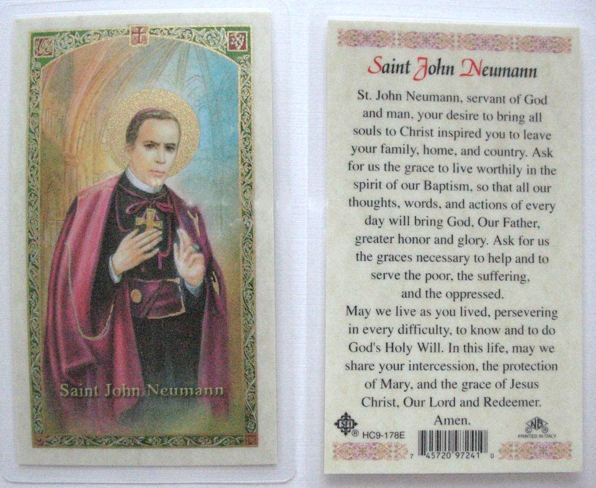 Laminated -  St. John Neumann - Prayer to