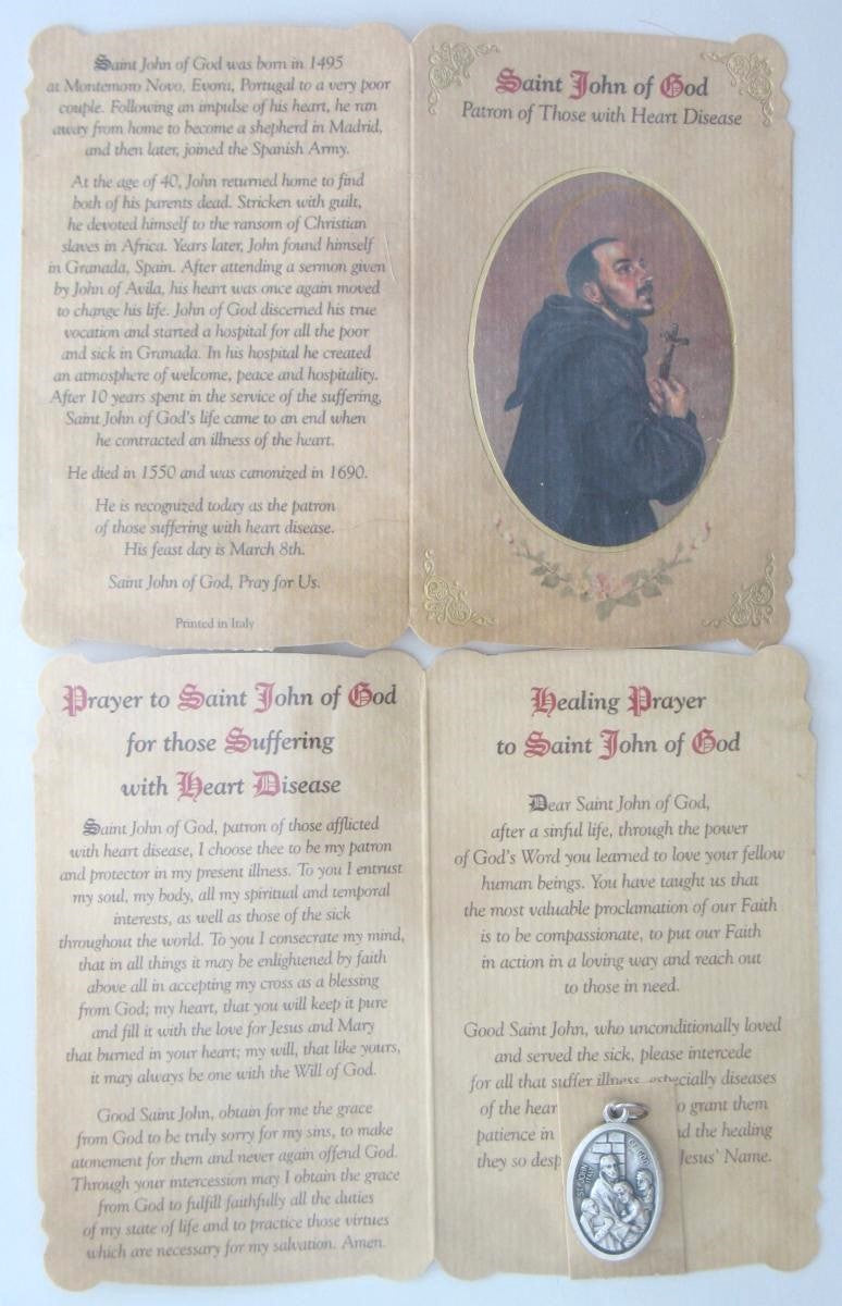 Cardstock with Medal - Healing Patron Saints