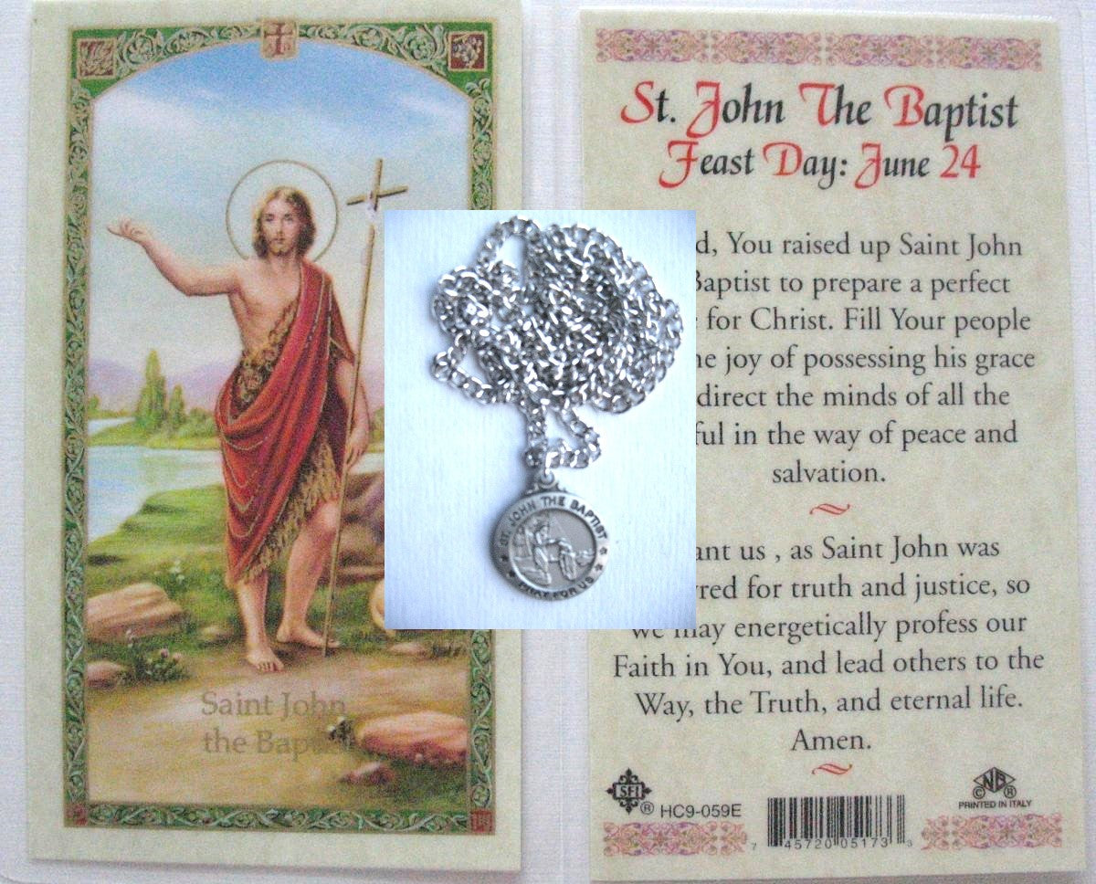 Pewter Medal with Chain & Prayercard - St. John the Baptist