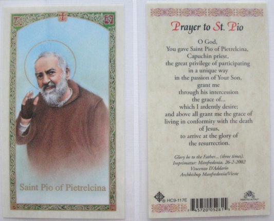 Laminated - St. Pio of Pietrelcina - Prayer to