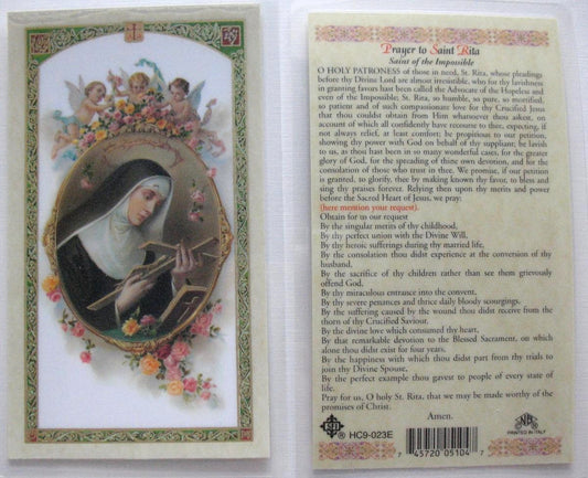 Laminated - St. Rita of Cascia - Saint of the Impossible