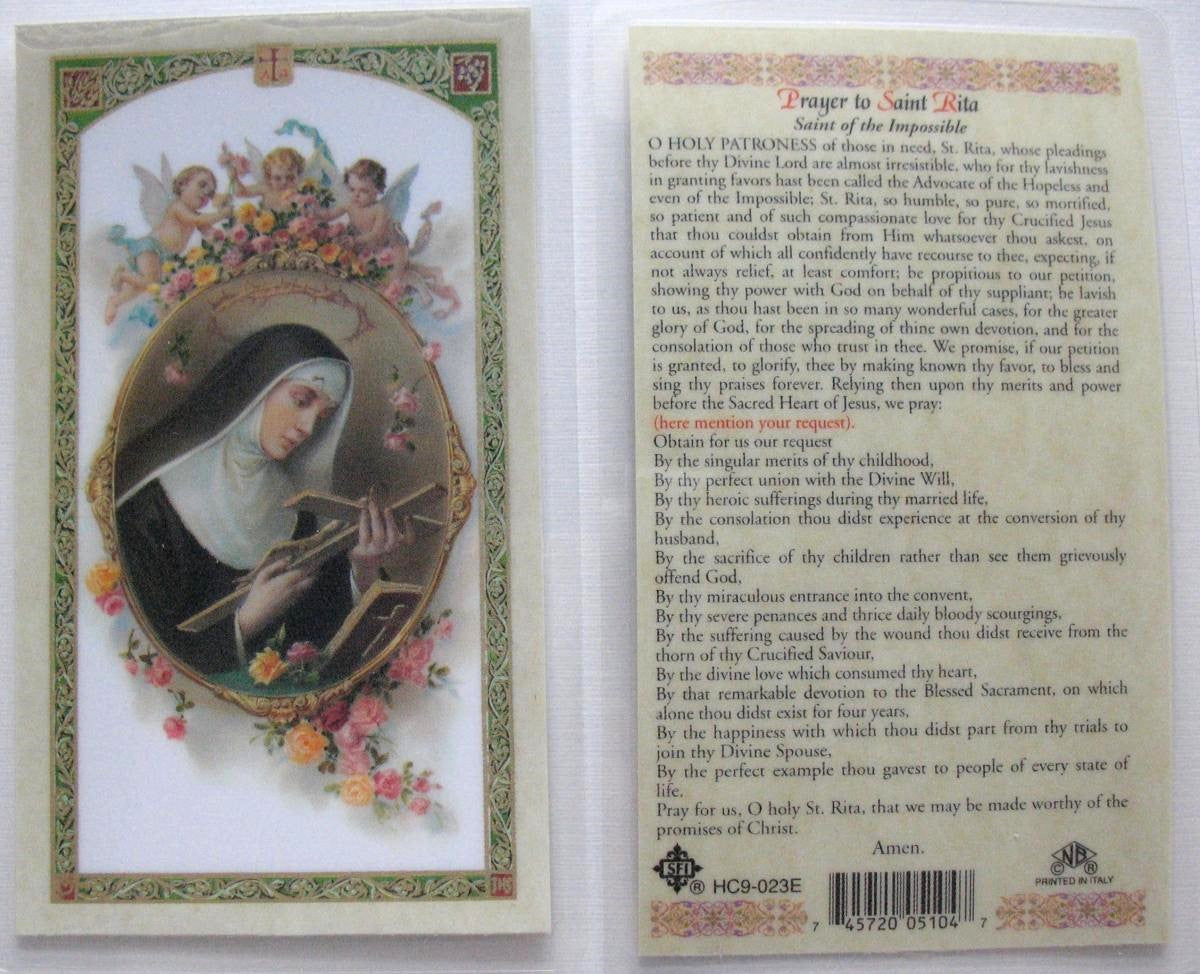 Laminated - St. Rita of Cascia - Saint of the Impossible