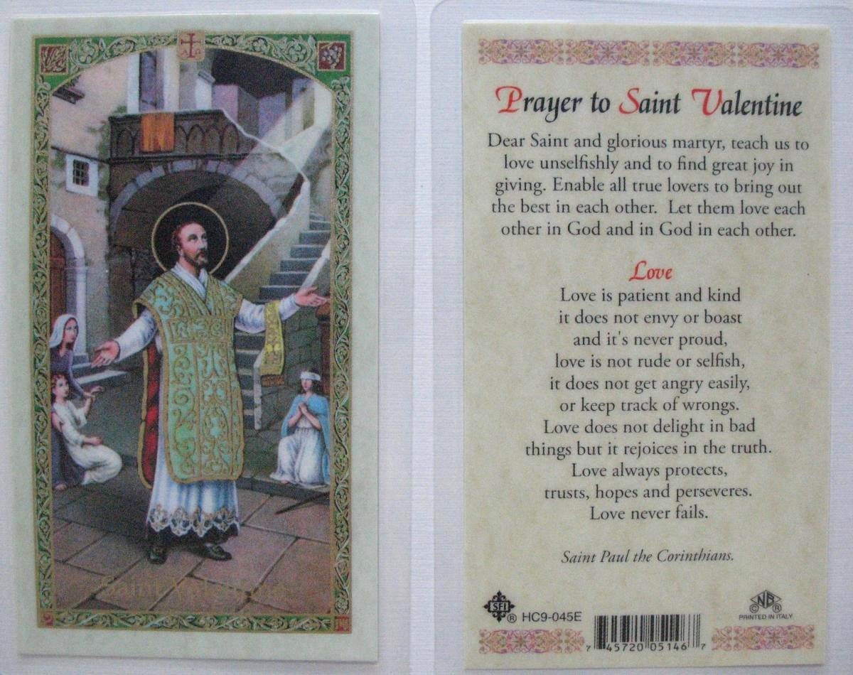 Laminated - St. Valentine - Prayer to