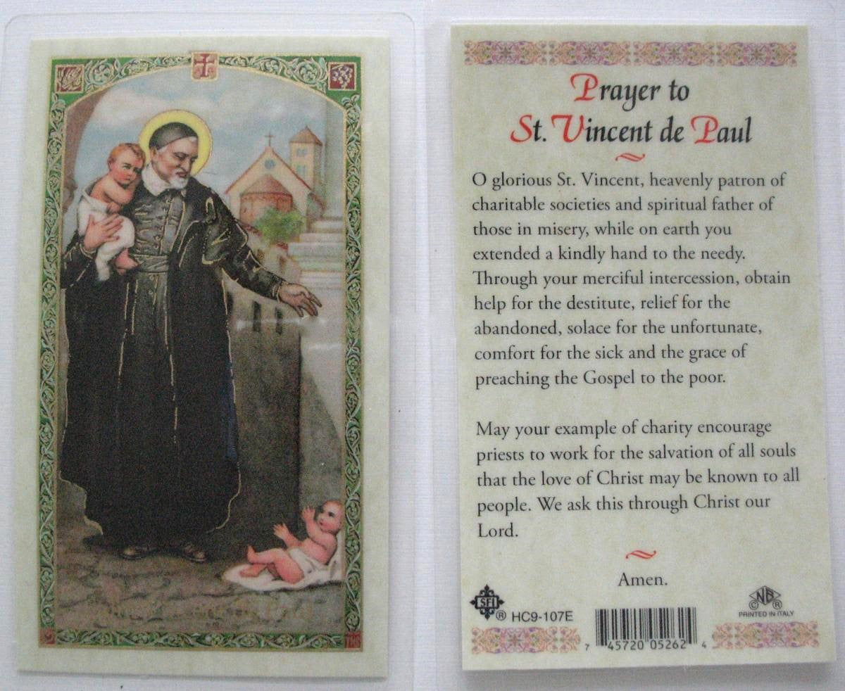 Laminated - St. Vincent de Paul - Prayer to