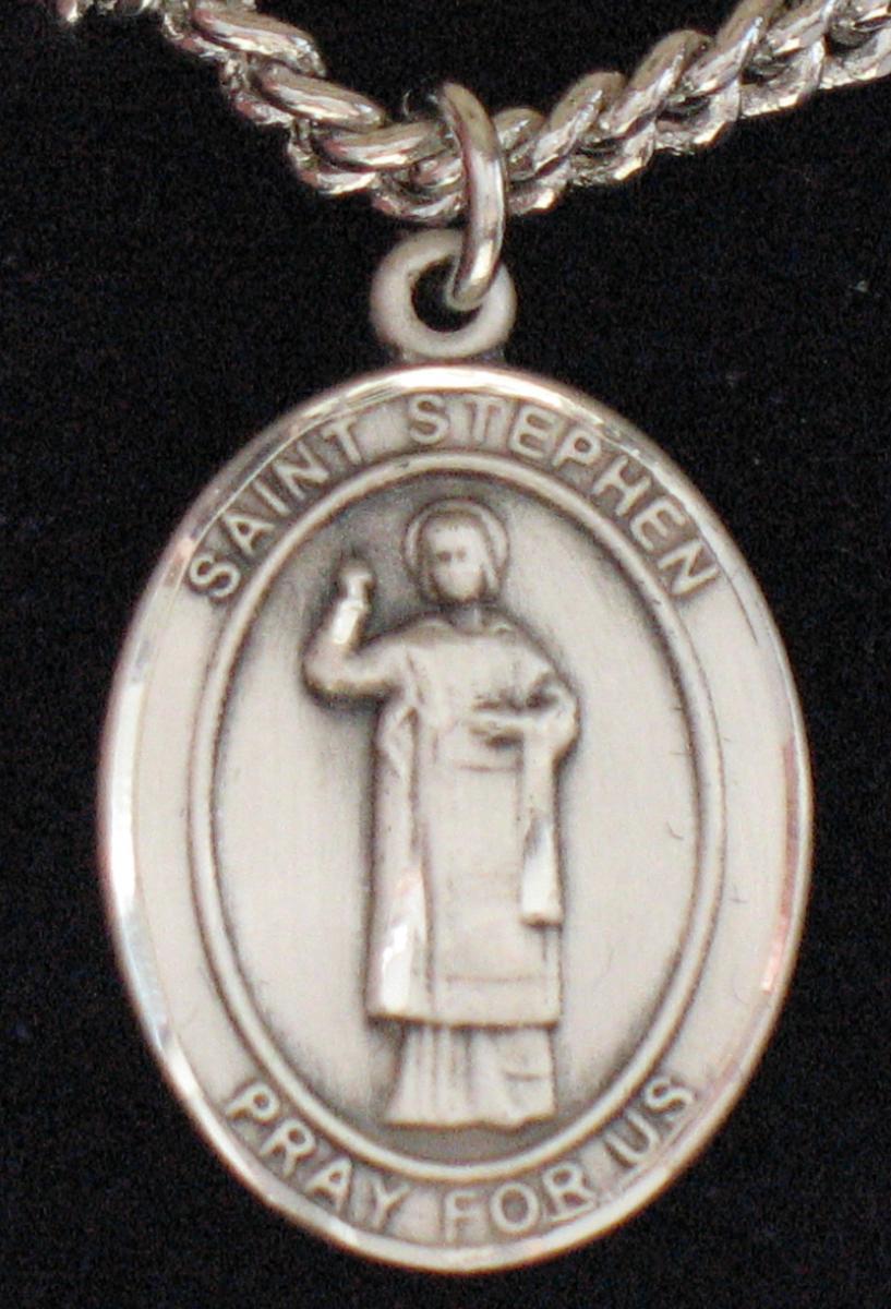 St. Stephen the Martyr - Sterling Silver Medal with Chain