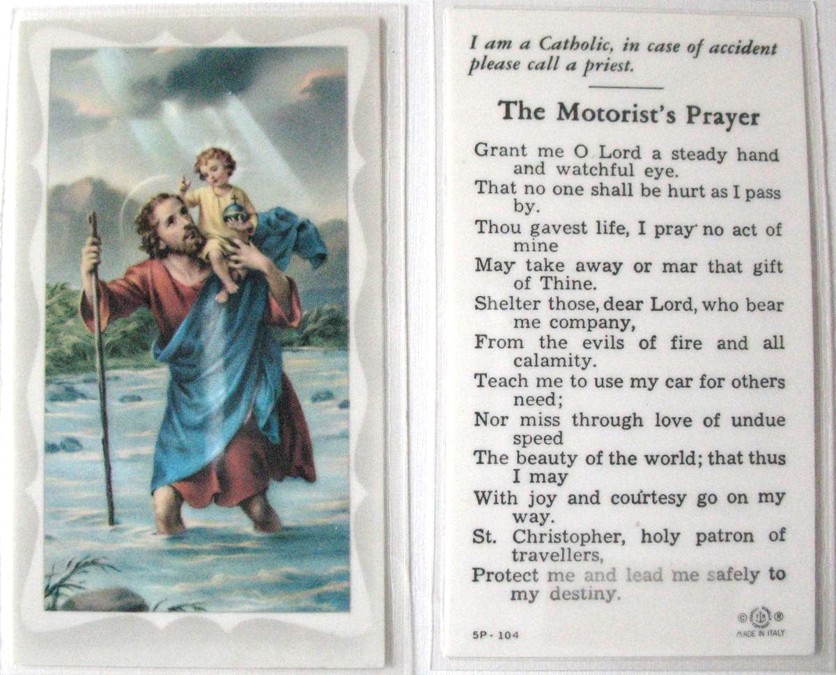 Laminated - St. Christopher - Motorist's Prayer