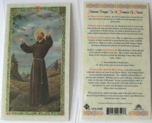 Laminated - St. Francis of Assisi - Novena Prayer to