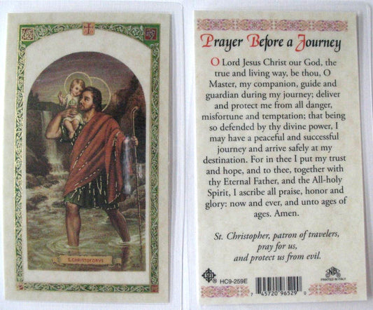 Laminated - St. Christopher - Prayer Before a Journey