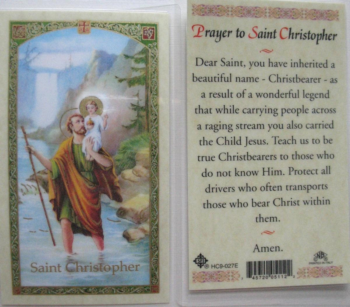 Laminated - St. Christopher - Prayer to