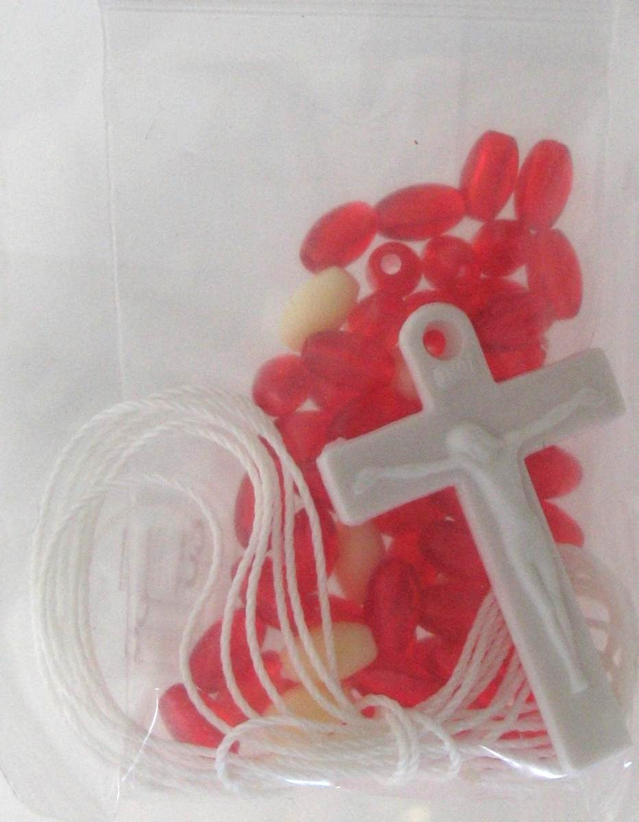 Rosary Making Kit - White Cord & Crucifix - No Center