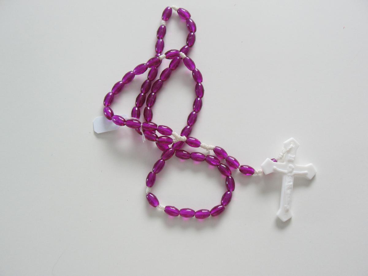 Rosary - Cord White with Plastic Beads