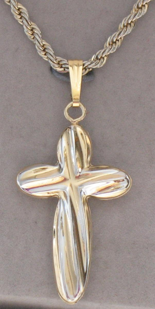 Twisted Hollow Cross Pendant - Sterling Silver & 14K Gold Filled