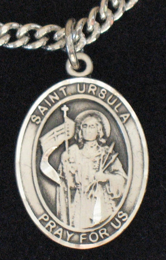 St. Ursula - Sterling Silver Medal with Chain