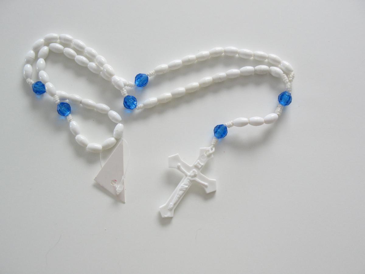 Rosary - Cord White with Plastic Beads