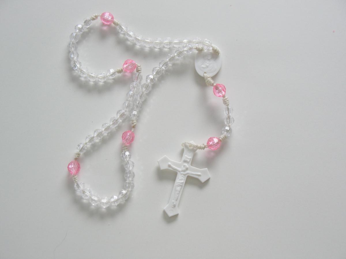 Rosary - Cord White with Plastic Beads