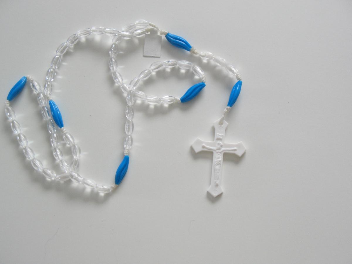 Rosary - Cord White with Plastic Beads