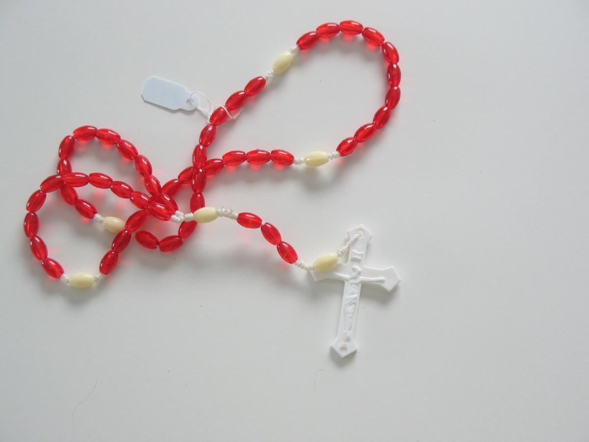 Rosary - Cord White with Plastic Beads