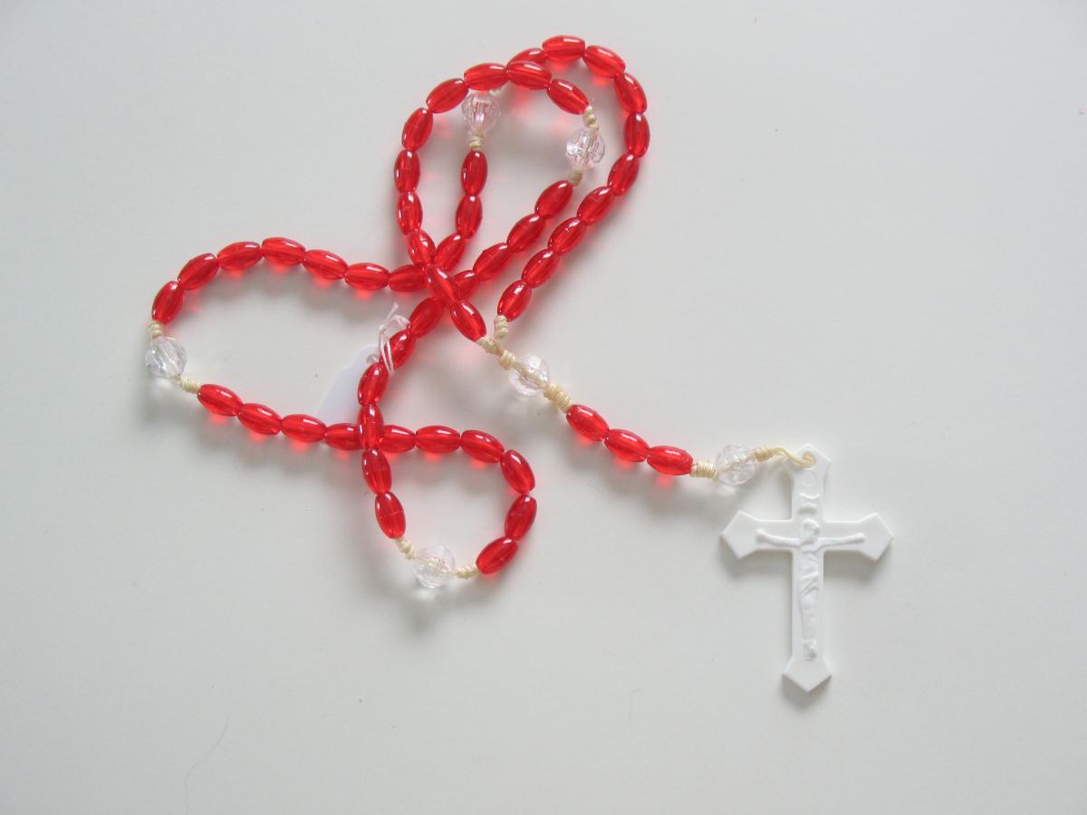 Rosary - Cord White with Plastic Beads