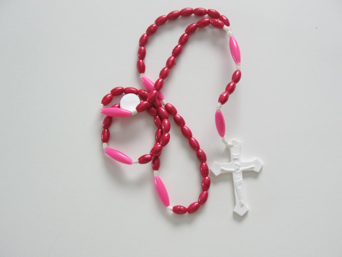 Rosary - Cord White with Plastic Beads