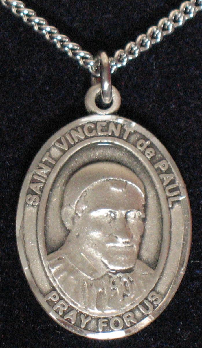 St. Vincent de Paul - Sterling Silver Medal with Chain