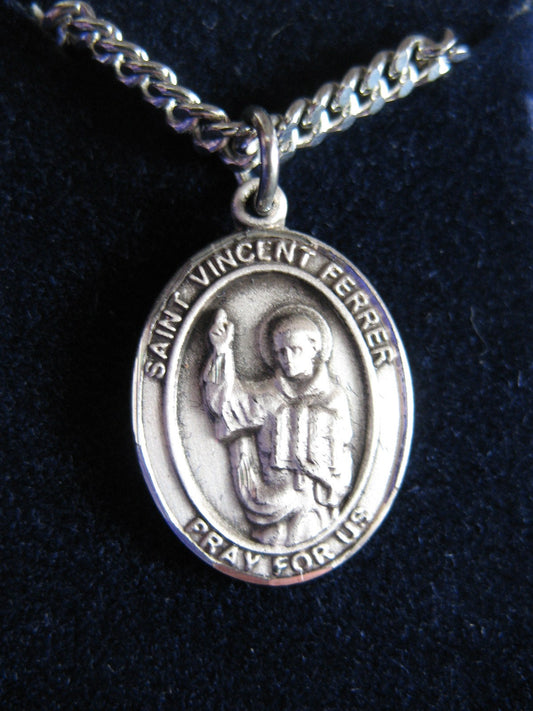 St. Vincent Ferrer - Sterling Silver Medal with Chain