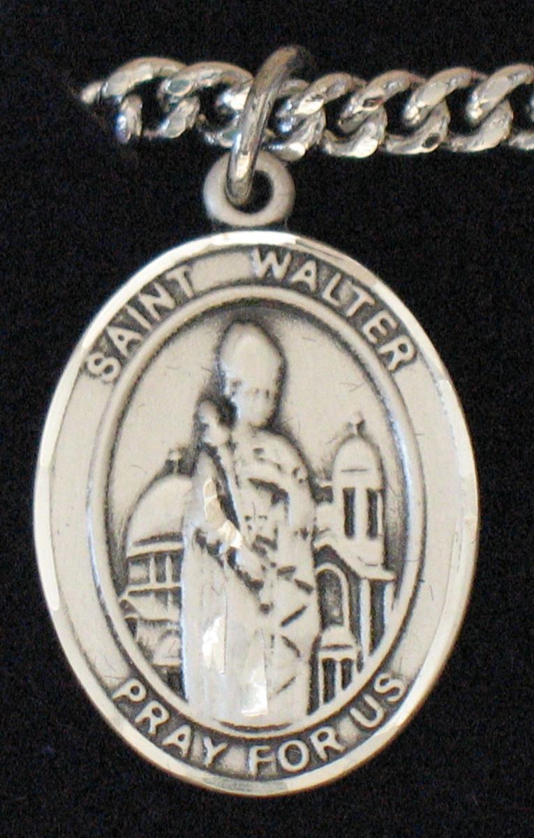 St. Walter of Pontnoise - Sterling Silver Medal with Chain