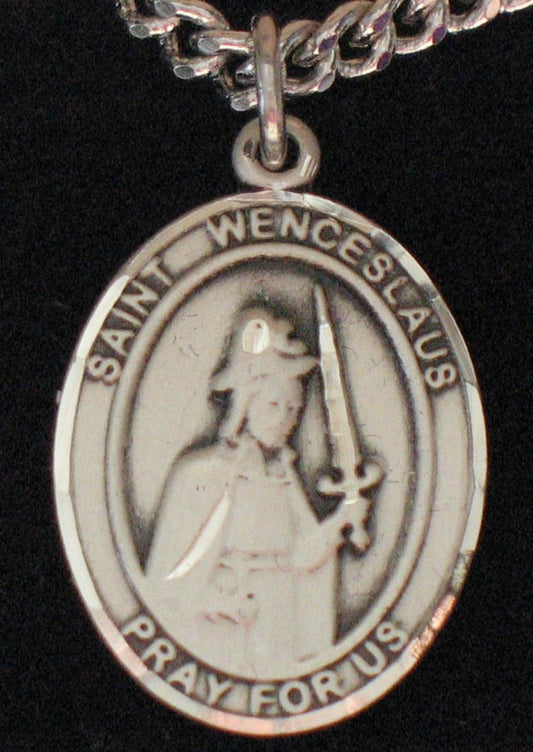 St. Wenceslaus - Sterling Silver Medal with Chain