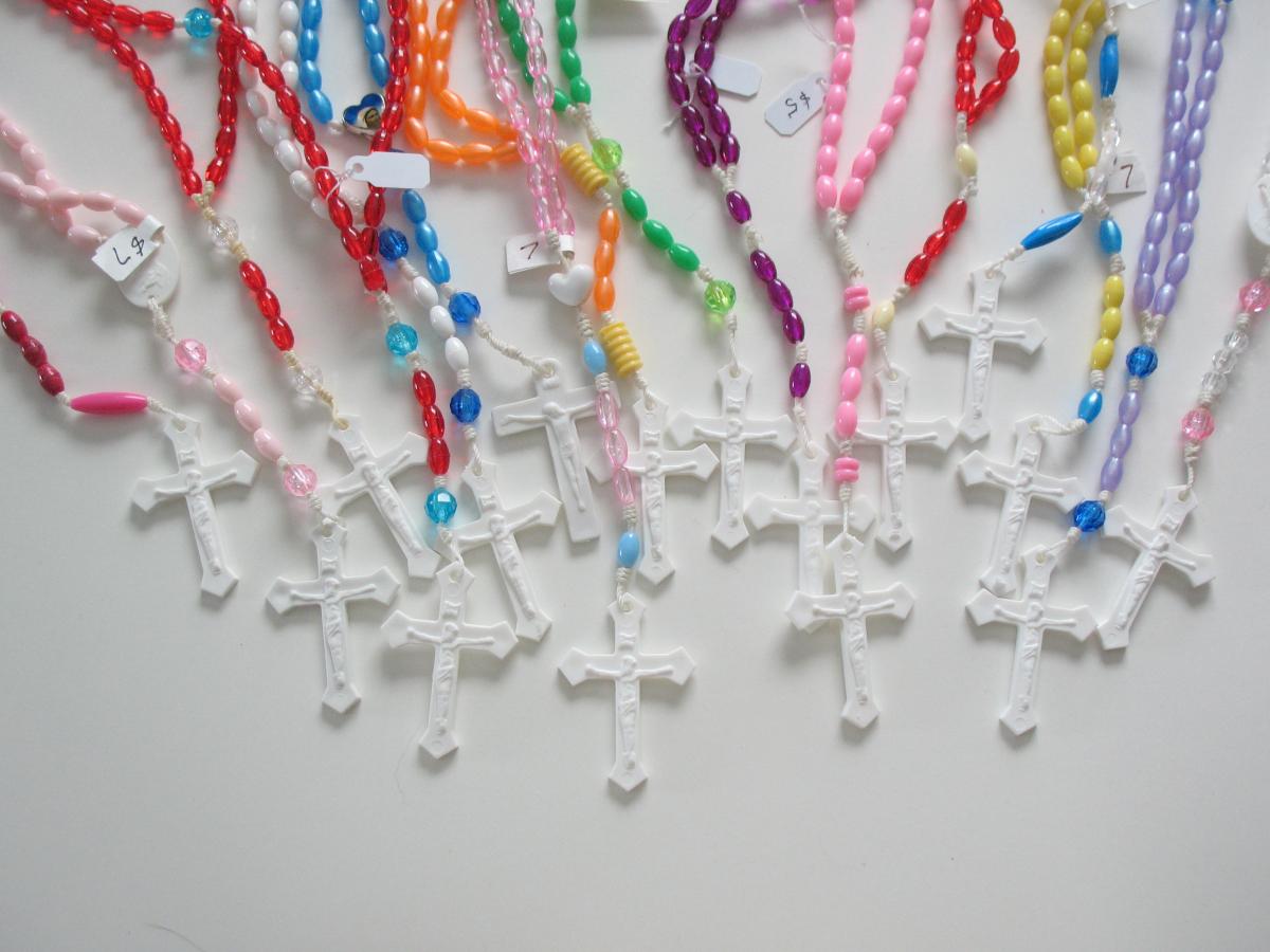 Rosary - Cord White with Plastic Beads