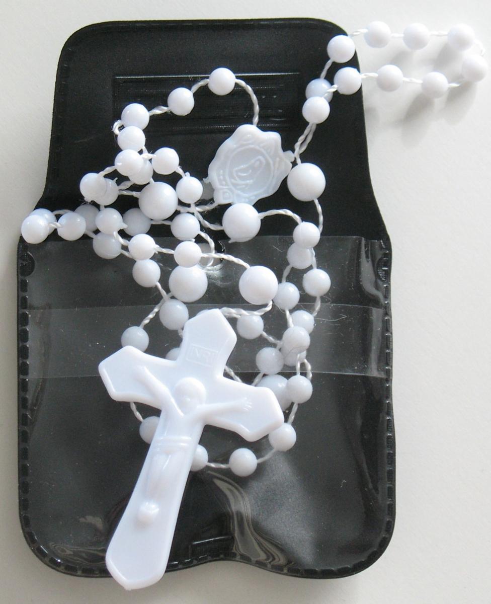 Rosary - Cord Inexpensive Plastic Bead with Pouch