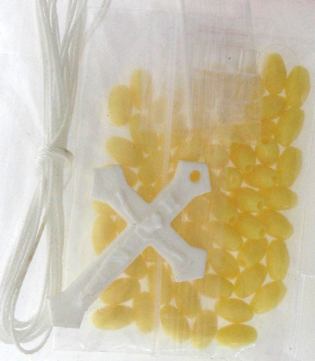 Rosary Making Kit - White Cord & Crucifix - No Center