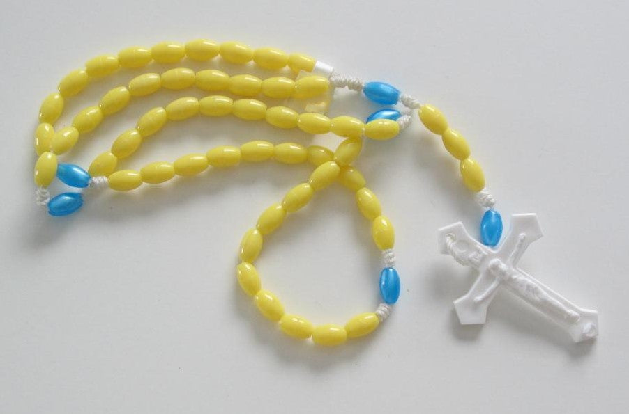 White Cord Rosary with Plastic Beads - purchase 10+ for discount