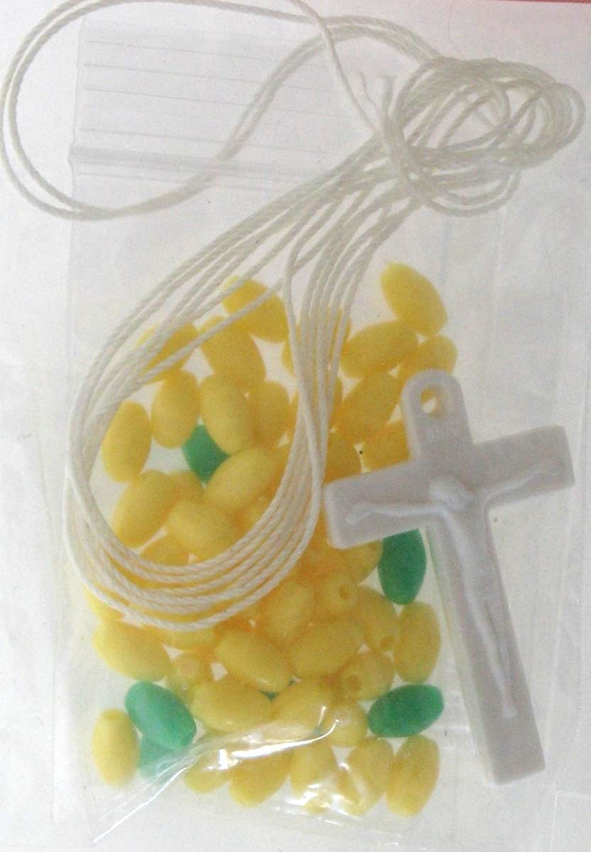 Rosary Making Kit - White Cord & Crucifix - No Center