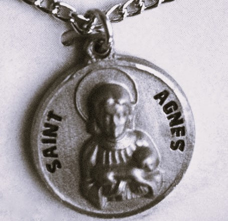 Pewter Medal with Chain & Prayercard - St. Agnes