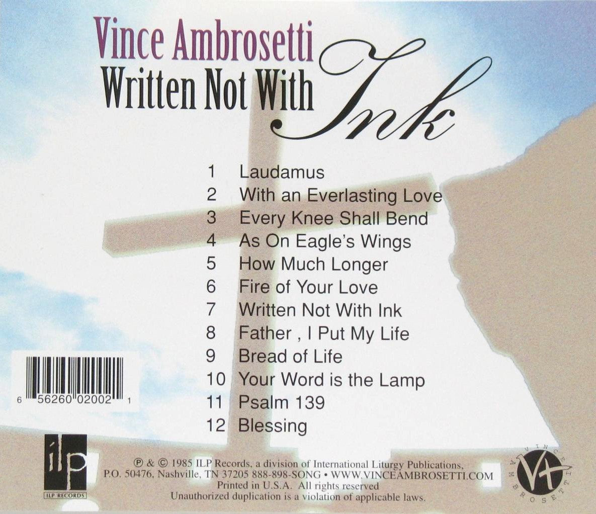 Vince Ambrosetti - Written Not With Ink - Music CD - Demo - Used