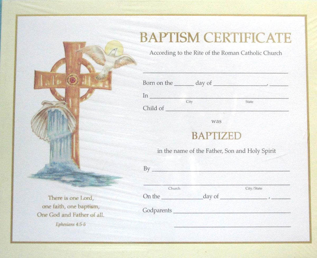 Baptism Certificates- Box of 50 – Lumen Christi Books & Gifts