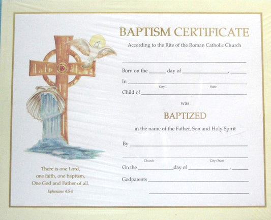 Baptism Certificates- Box of 50