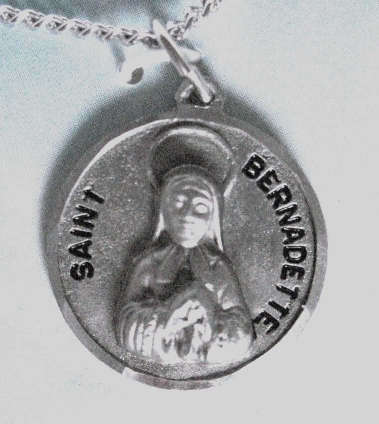 Pewter Medal with Chain & Prayercard - St. Bernadette