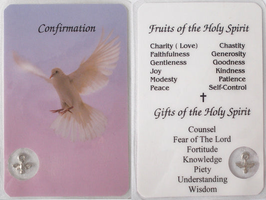 Laminated with  Medal - Confirmation - Fruits & Gifts of the Holy Spirit