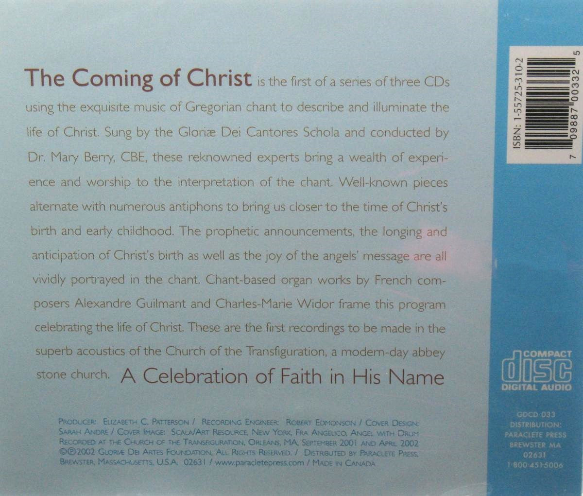 The Coming of Christ : Gregorian Chant Music CD
