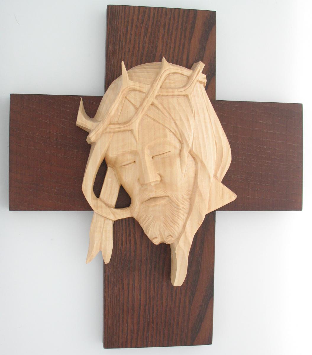 Hand Crafted Wood Cross with Christ's Face