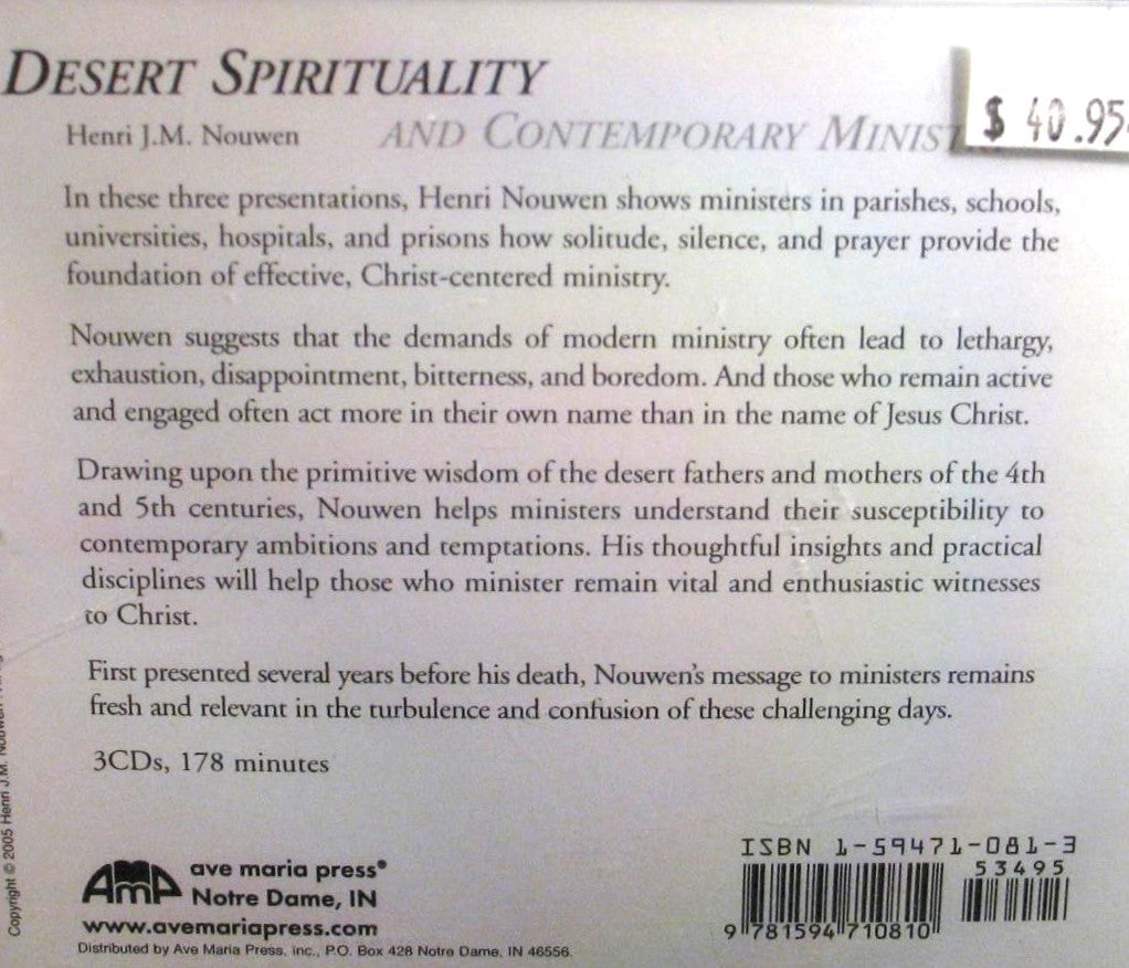 Desert Spirituality and Contemporary Ministry - CD Talk by Henri J.M. Nouwen