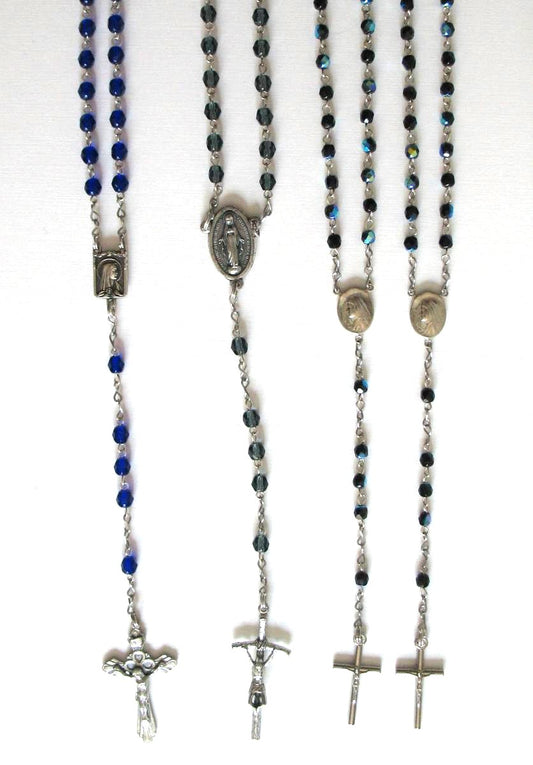 Rosary - Chain with Small Glass Dark Beads