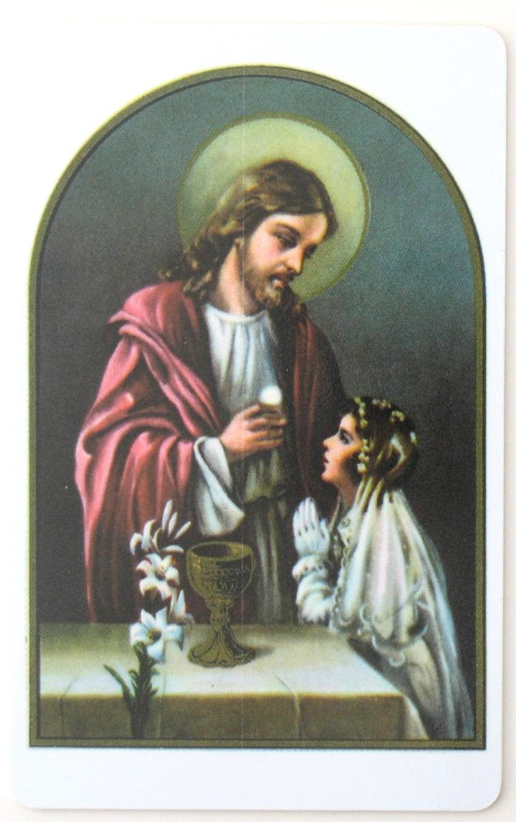 Communion Plastic Prayercard with Our Father & Hail Mary or Magnet Back