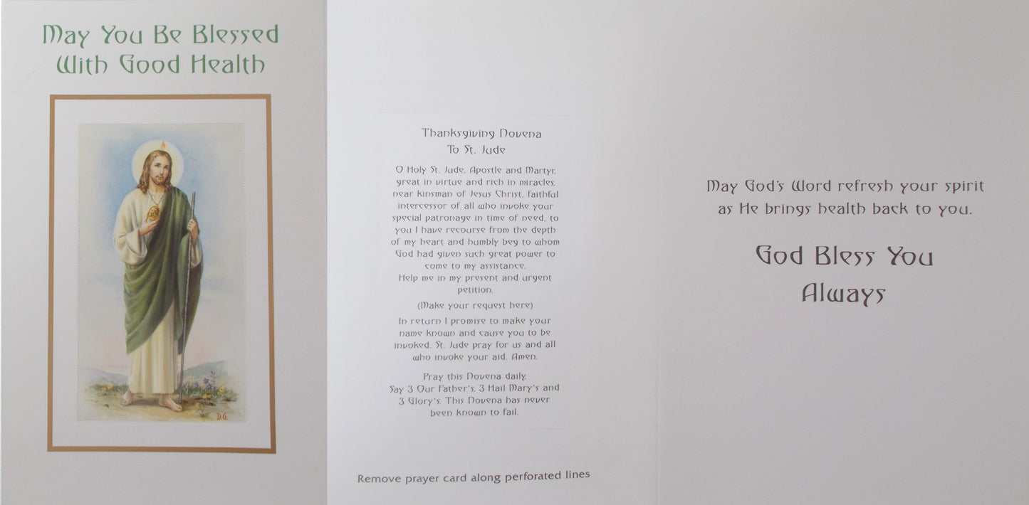 Get Well Greeting Card - St. Jude with Removeable Prayercard